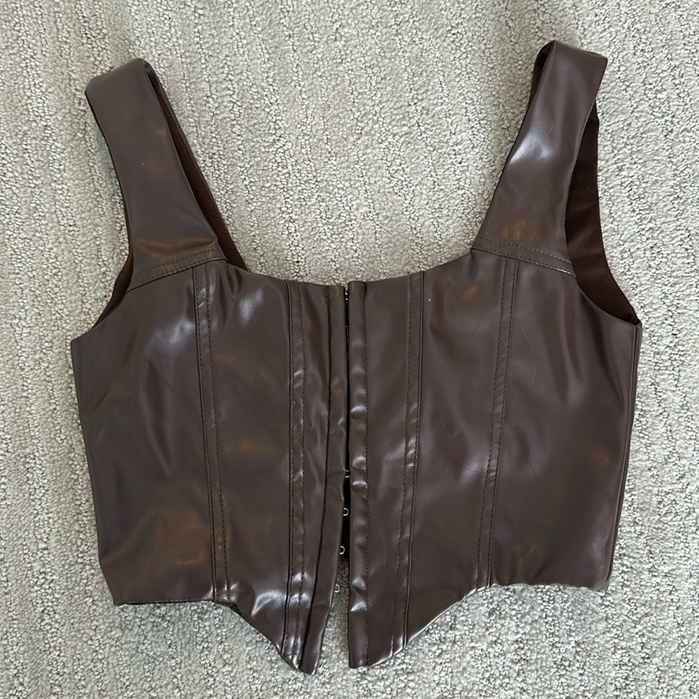 Princess Polly leather corset crop top. Size 6.